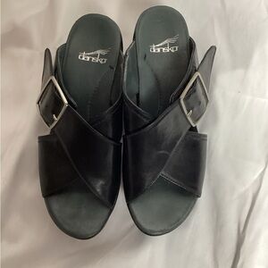 Dansko Women’s Black Leather Buckle Sandals - Size 37 (US 6.5-7)